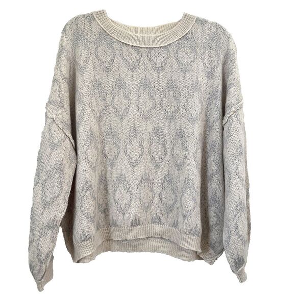 Fate Knit Pullover Sweater Wool Mohair Blend‎ Cream Fuzzy Oversized Large Cozy - Picture 1 of 11